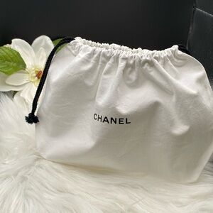 New Chanel white drawstring pouch fits a long wallet